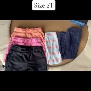 Kids 2T Assorted Bottoms Pack - Black, Pink, Peach, Navy, Pastel Stripe